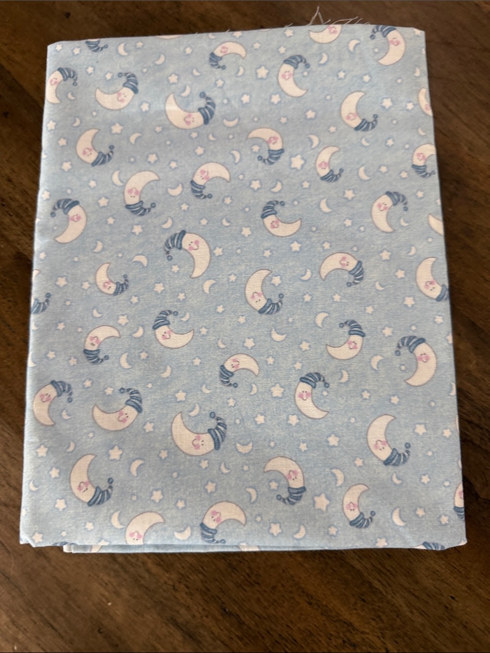 Baby Moon Print Cotton Fabric - Light Blue